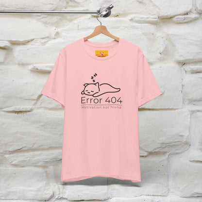 ''Error 404 Motivation Not Found'' Cat T-Shirt Front and Back Design | Nunu&Miao Studio