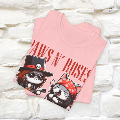 Paws N' Roses T-Shirt | Rock-Inspired Cat Lover Tee for Men & Women | 100% Cotton*