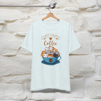 ''But First Coffe Time'' Cat T-shirt for Women 100% Cotton* - Nunu&Miao Studio