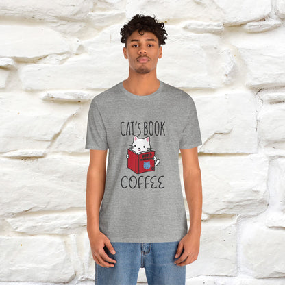 "Cat's Book Coffee" Cat T-Shirt for Men & Women | 100% Cotton* | Cozy Vibes for Book & Cat Lovers