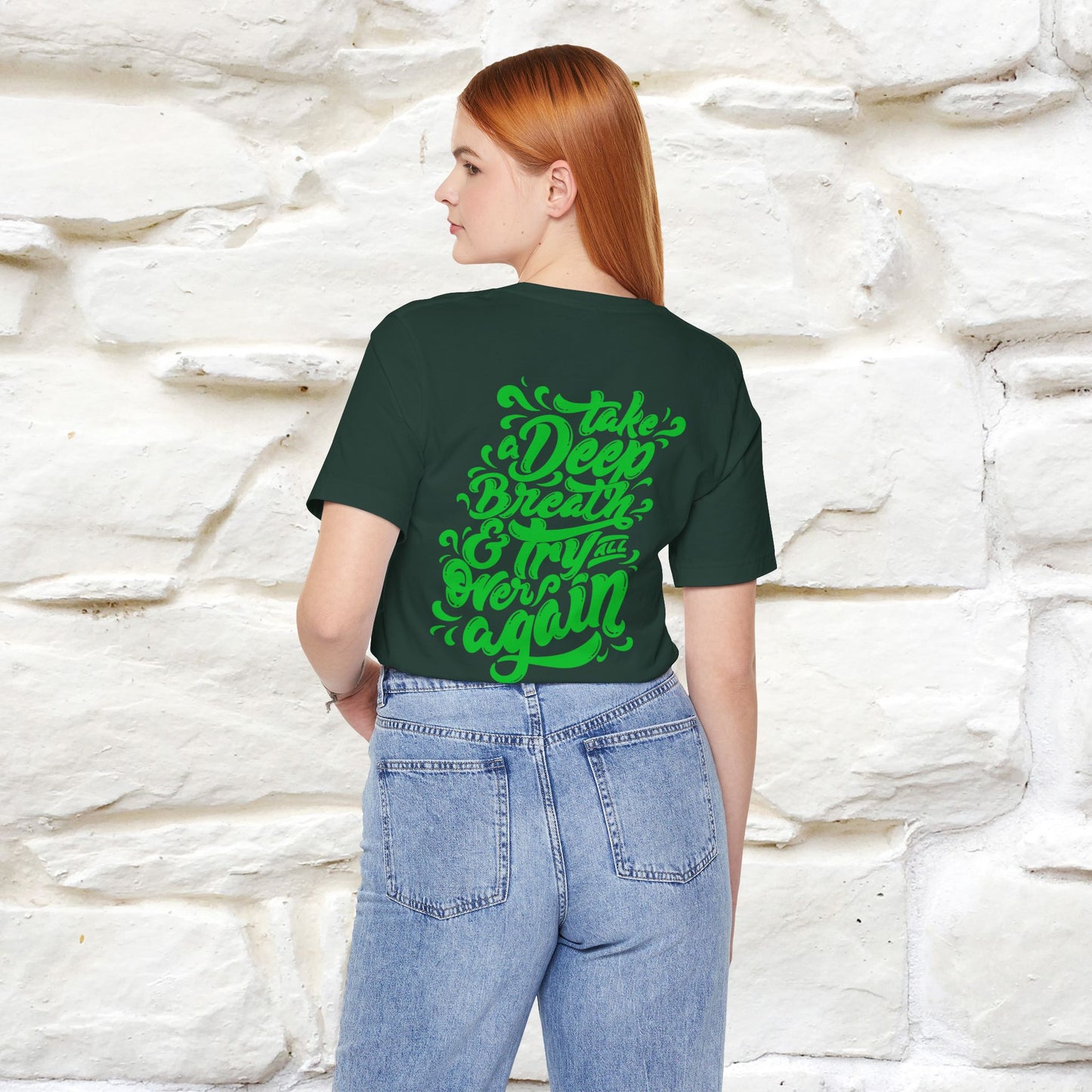 "Take a Deep Breath & Try All Over Again" Cat T-Shirt| Front & Back Design | Nunu&Miao Studio