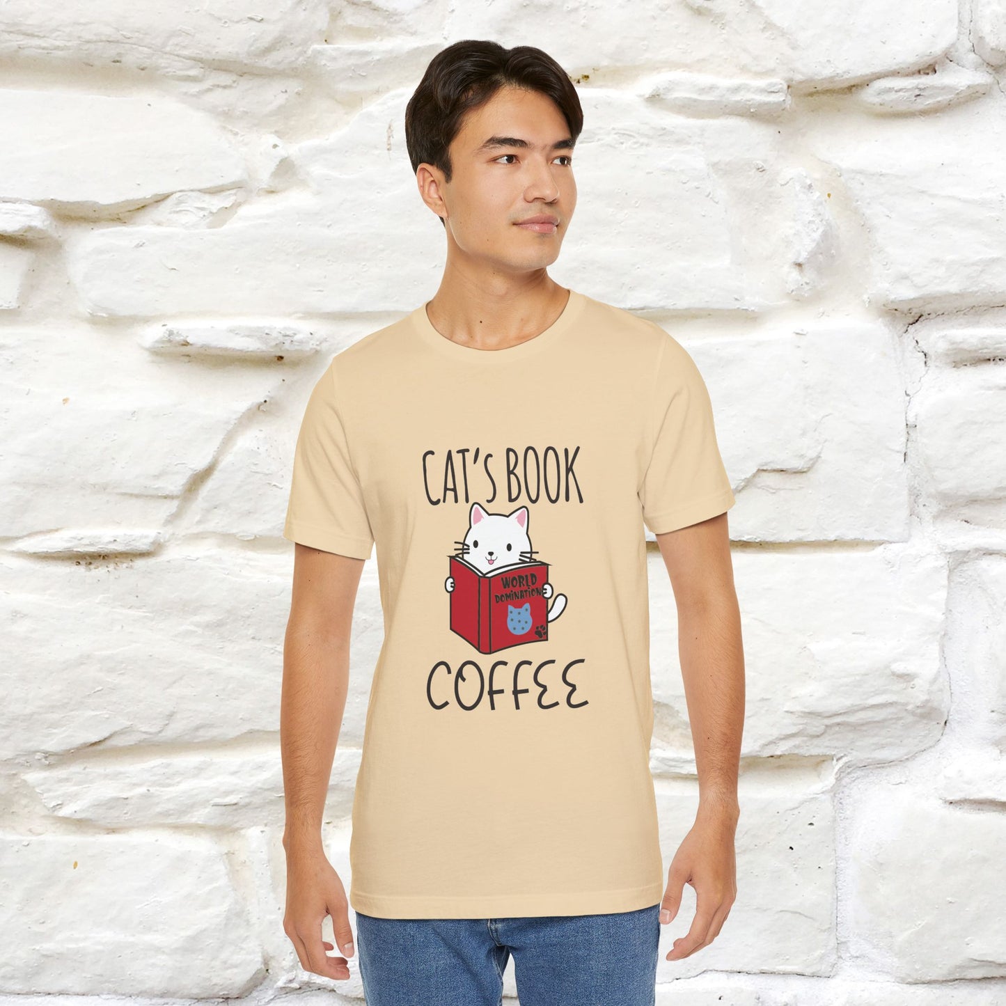 "Cat's Book Coffee" Cat T-Shirt for Men & Women | 100% Cotton* | Cozy Vibes for Book & Cat Lovers