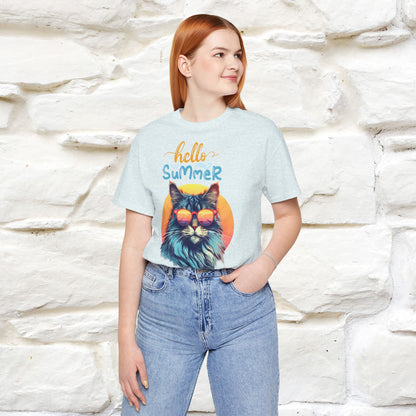 ''Hello Summer'' Cat T-shirt for Women 100% Cotton* - Nunu&Miao Studio