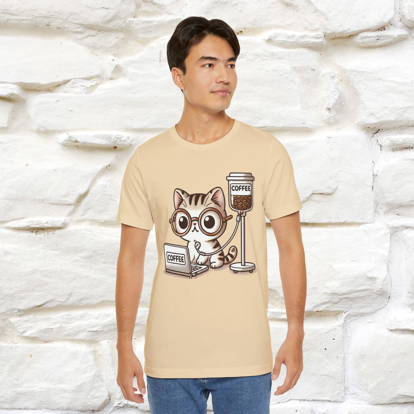 "Coffee Runs Through My Veins" Cat T-shirt for Men & Women | 100% Cotton* | Cat Lover Tee