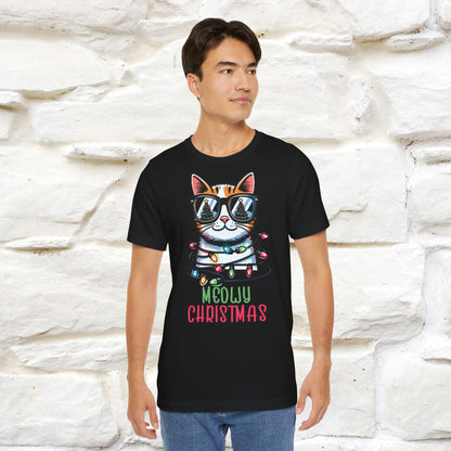 Meowy Christmas T-Shirt | Festive Cat Christmas Shirt for Men & Women | 100% Cotton