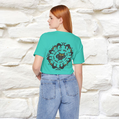 ''Black Cat Circle'' Cat T-Shirt Front and Back Design | Nunu&Miao Studio