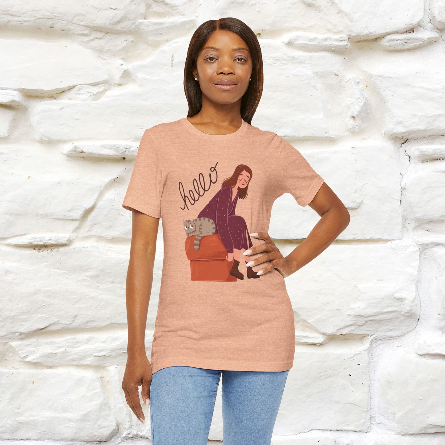 ''Hello''  Cat T-shirt for Women  100% Cotton*