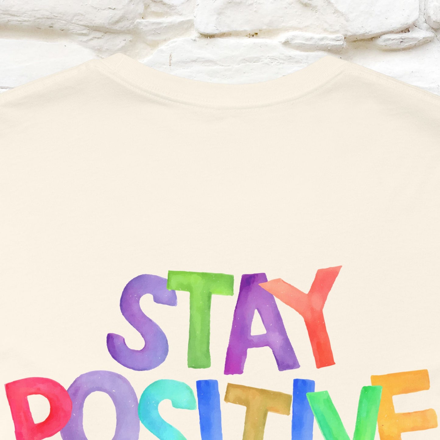 "Stay Positive'' Cat T-Shirt | Front & Back Design | Nunu&Miao Studio
