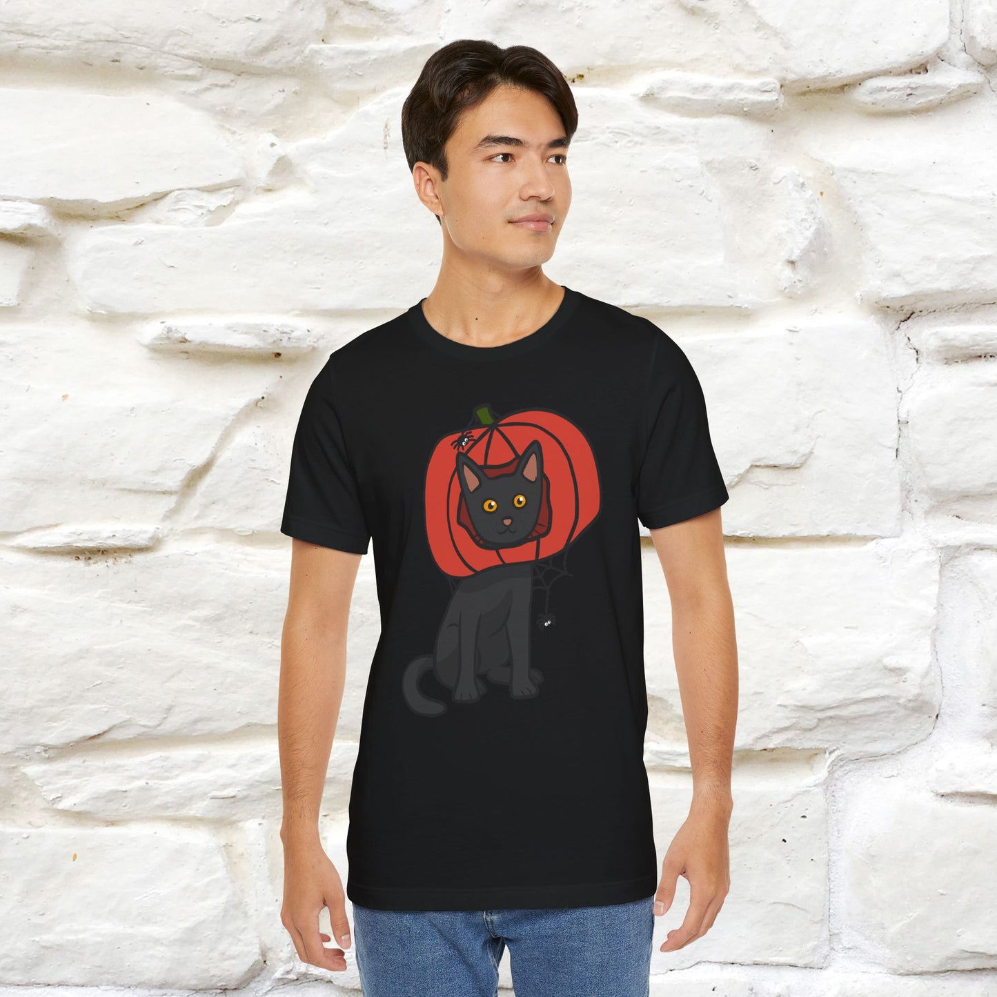 ''Black Cat And The Pumkin'' Unisex T-shirt 100% Cotton*