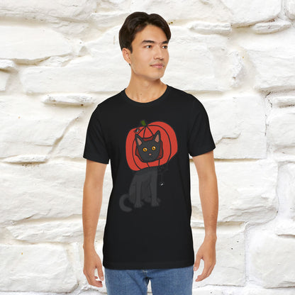 ''Black Cat And The Pumkin'' Unisex T-shirt 100% Cotton*