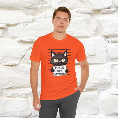 ''Bad Cattitude'' T-shirt for Man 100% Cotton* - Nunu&Miao Studio