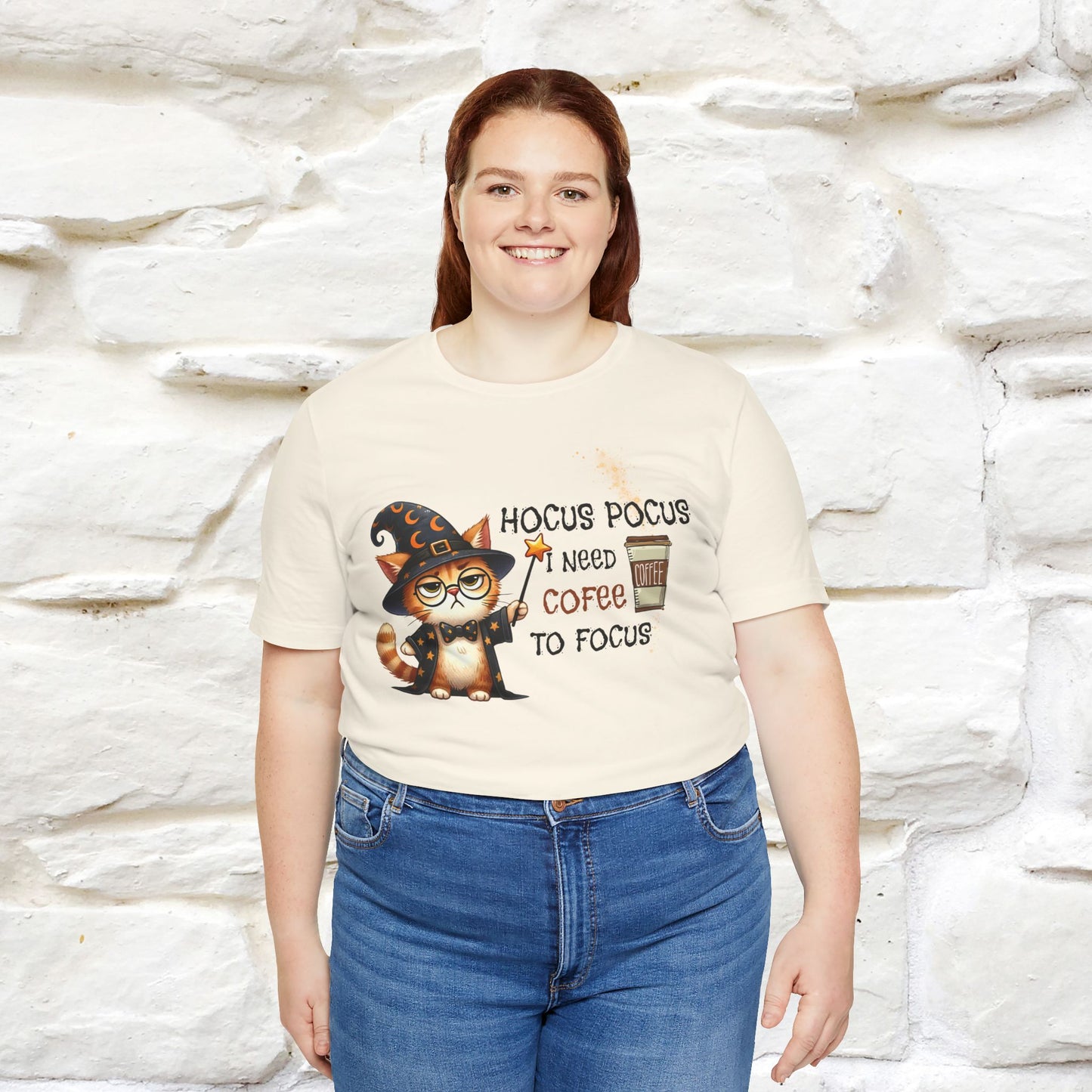 ''Hocus Pocus I Need Coffe To Focus'' Funny Cat Shirt | Nunu&Miao Studio