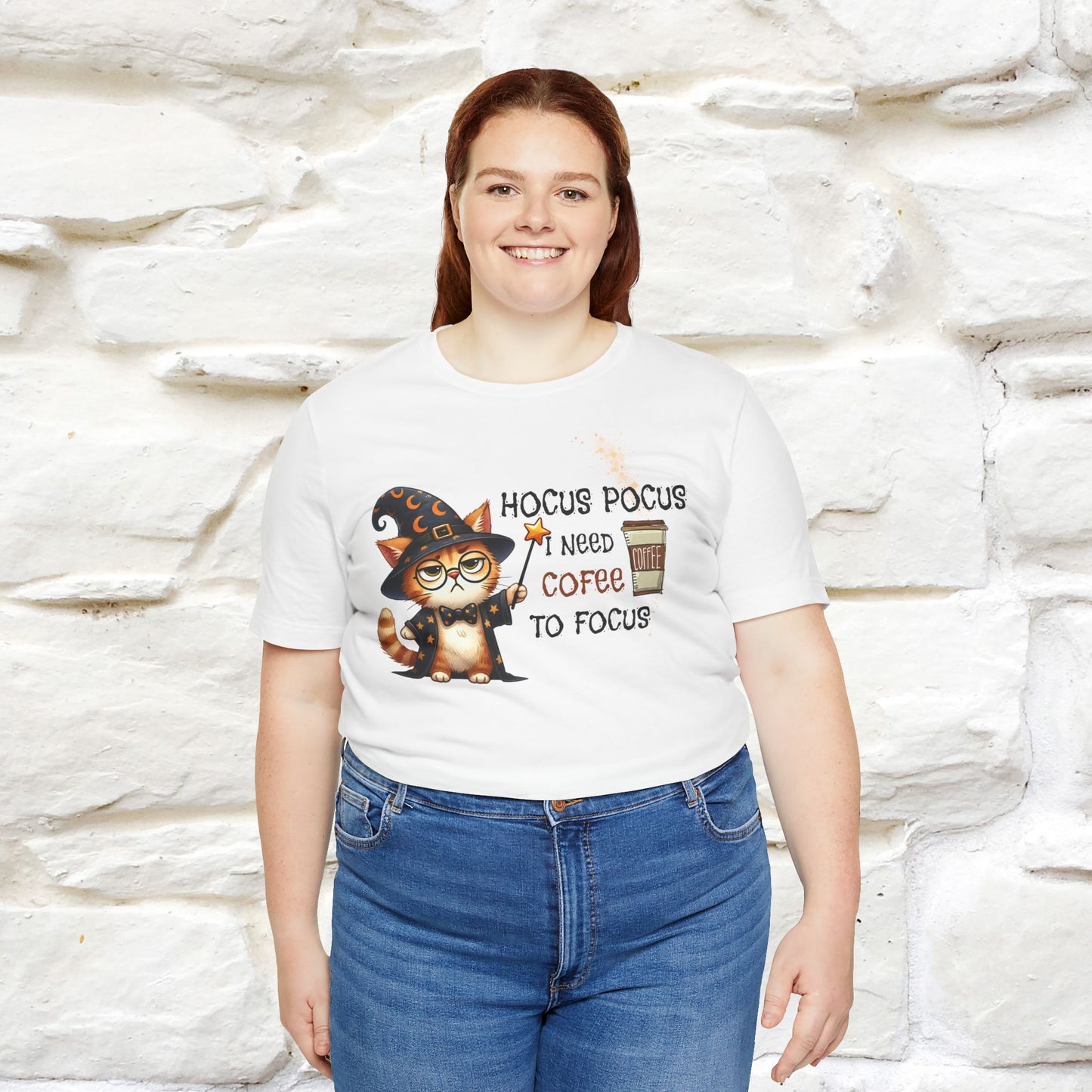 ''Hocus Pocus I Need Coffe To Focus'' Unisex T-shirt 100% Cotton*