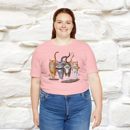 Four Cats' Feast: Feline Food Frenzy T-Shirt for Men & Women | 100% Cotton*