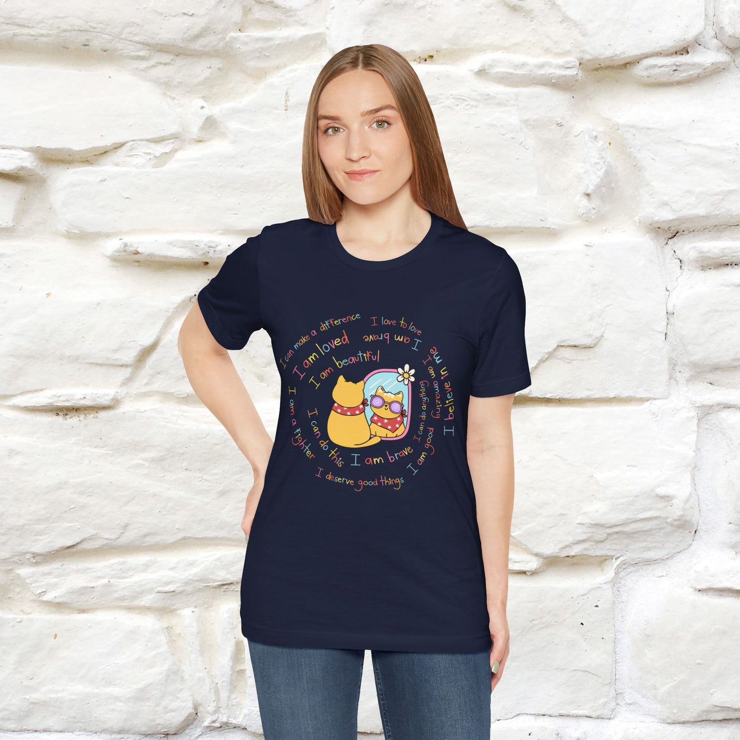 ''Self Positive Affirmation''  Cat T-shirt for Women 100% Cotton*