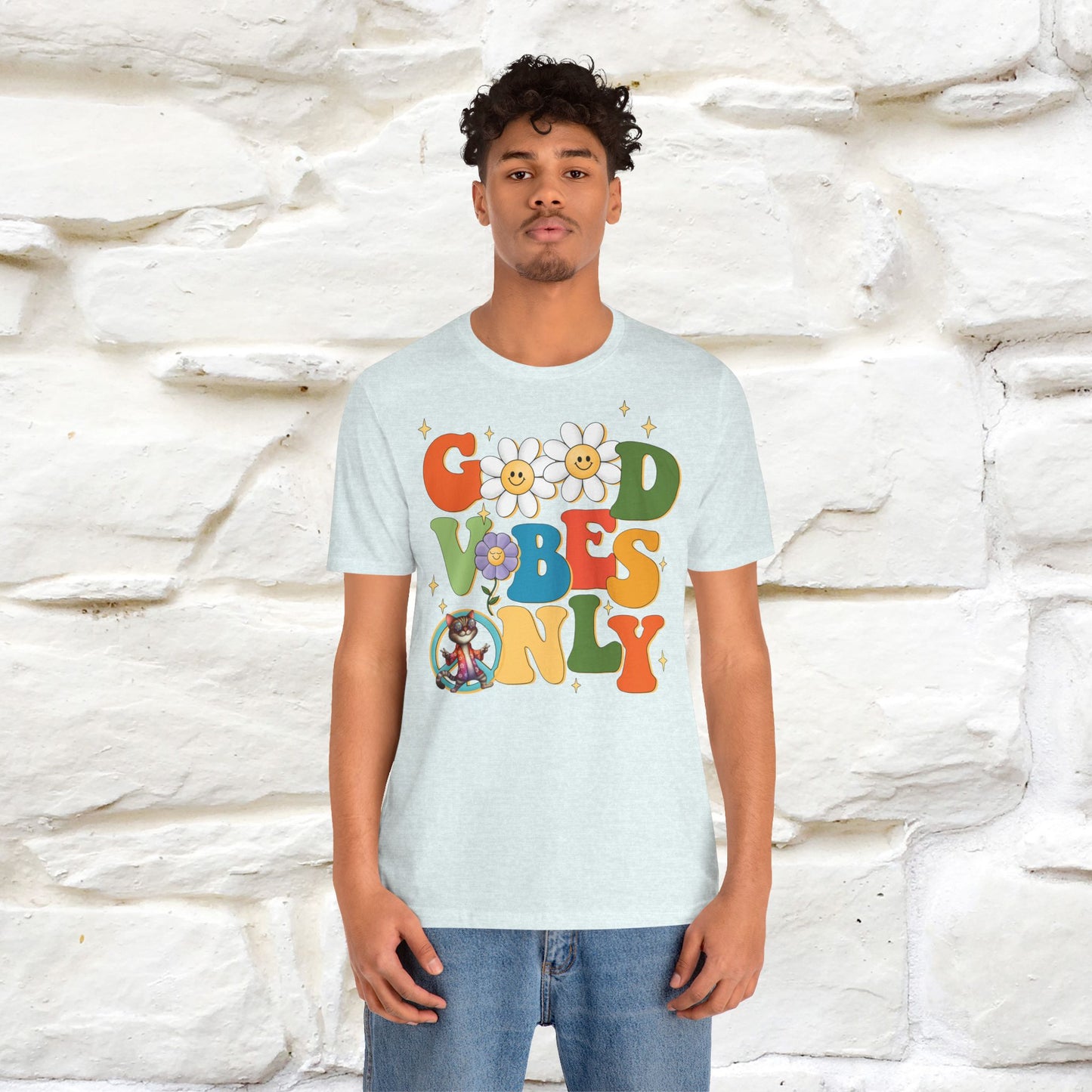 Good Vibes Only Cat T-Shirt for Men & Women | 100% Cotton* Positive Cat Lover Tee