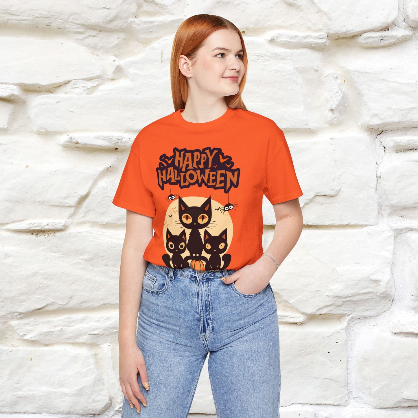 ''Black Cats Happy Halloween'' Unisex T-shirt 100% Cotton*