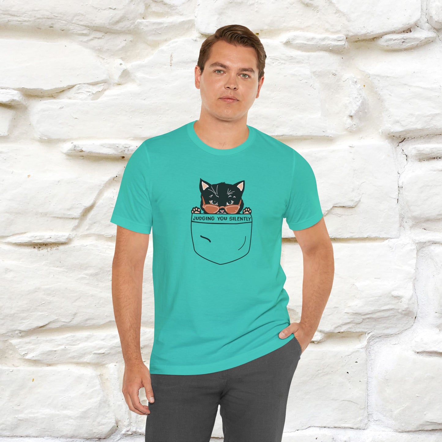 ''Judging You Silently'' | Cat T-Shirt for Men | Nunu&Miao Studio