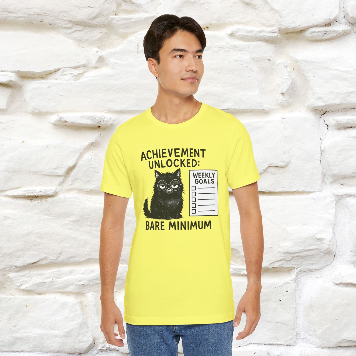 "Achievement Unlocked Bare Minimum." |Cat T-Shirt | Nunu&Miao Studio