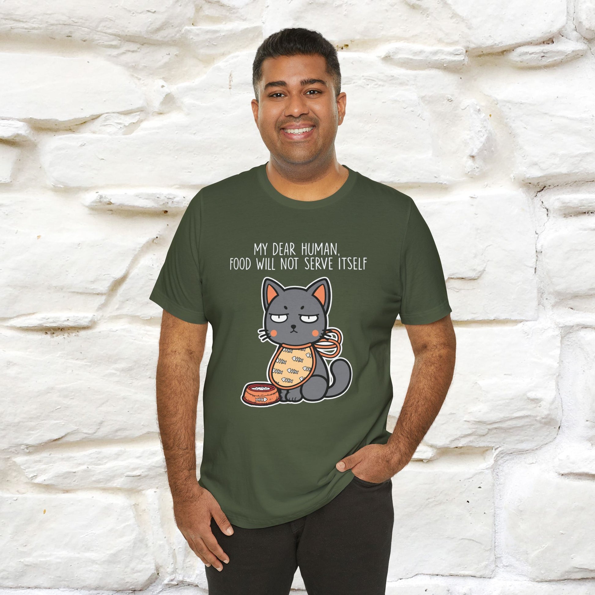 "Dear Human, Food Will Not Serve Itself" |Cat T-Shirt | Nunu&Miao Studio - Nunu&Miao Studio