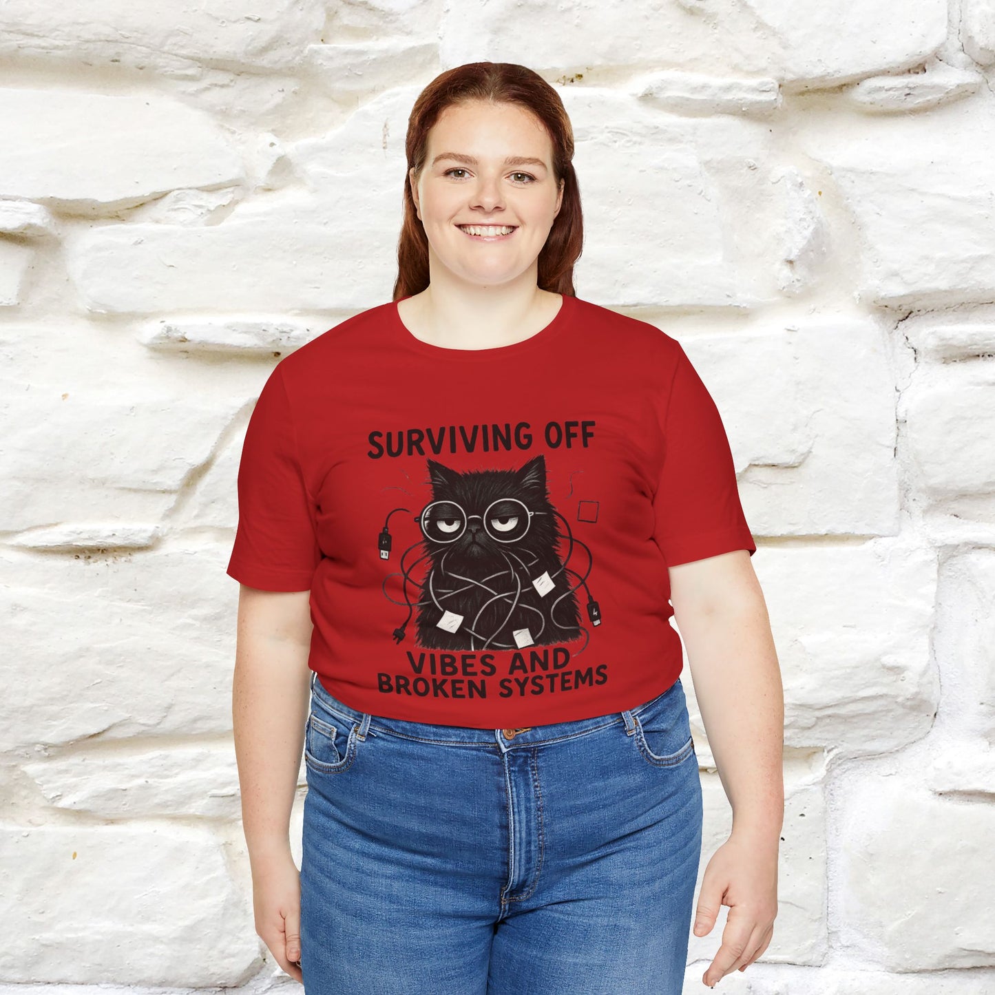 "Surviving Off...Vibes And Broken .. " |Cat T-Shirt | Nunu&Miao Studio