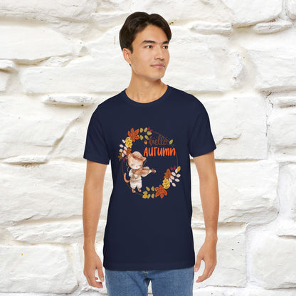 "Hello Autumn" Cat T-Shirt for Men & Women | 100% Cotton* | Cozy Fall Fashion - Nunu&Miao Studio