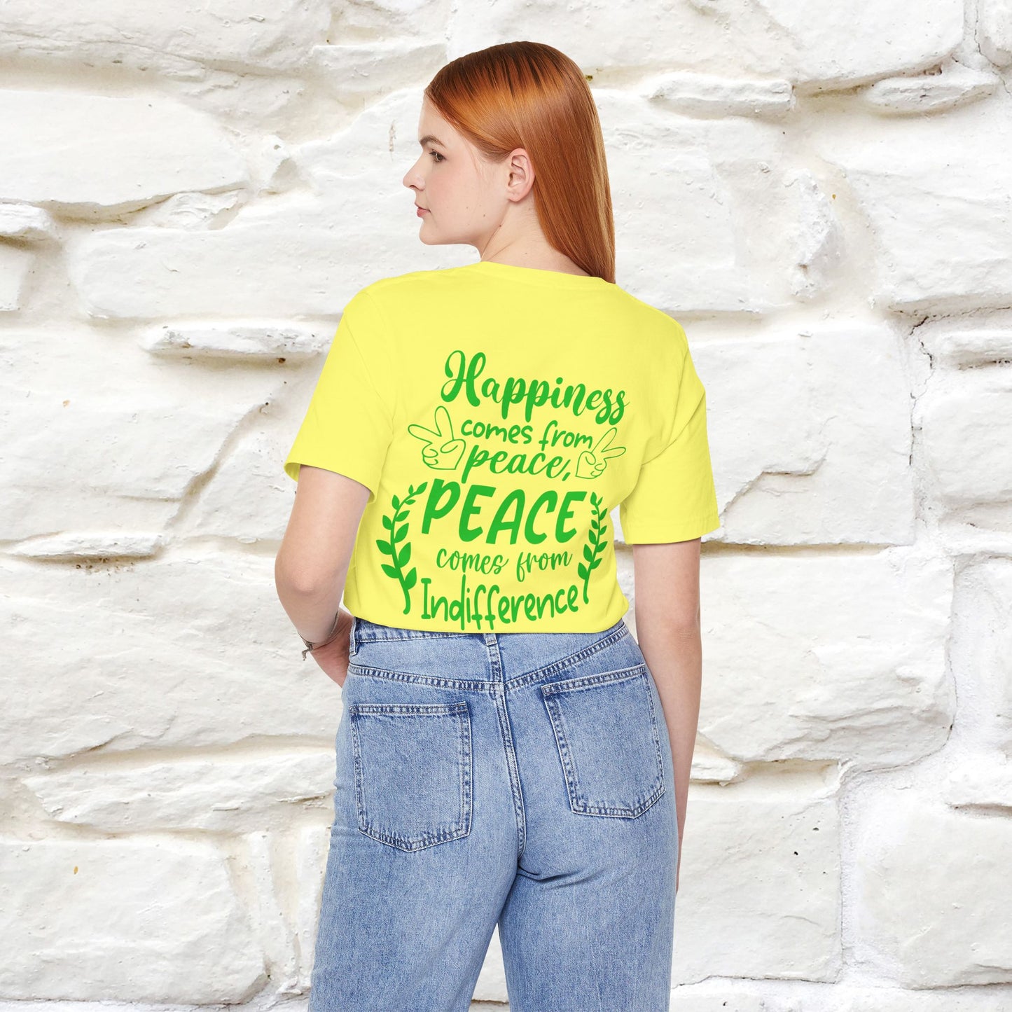 "Happiness Comes From Peace, Peace Comes From Indifference" Cat T-Shirt| Front & Back Design | Nunu&Miao Studio