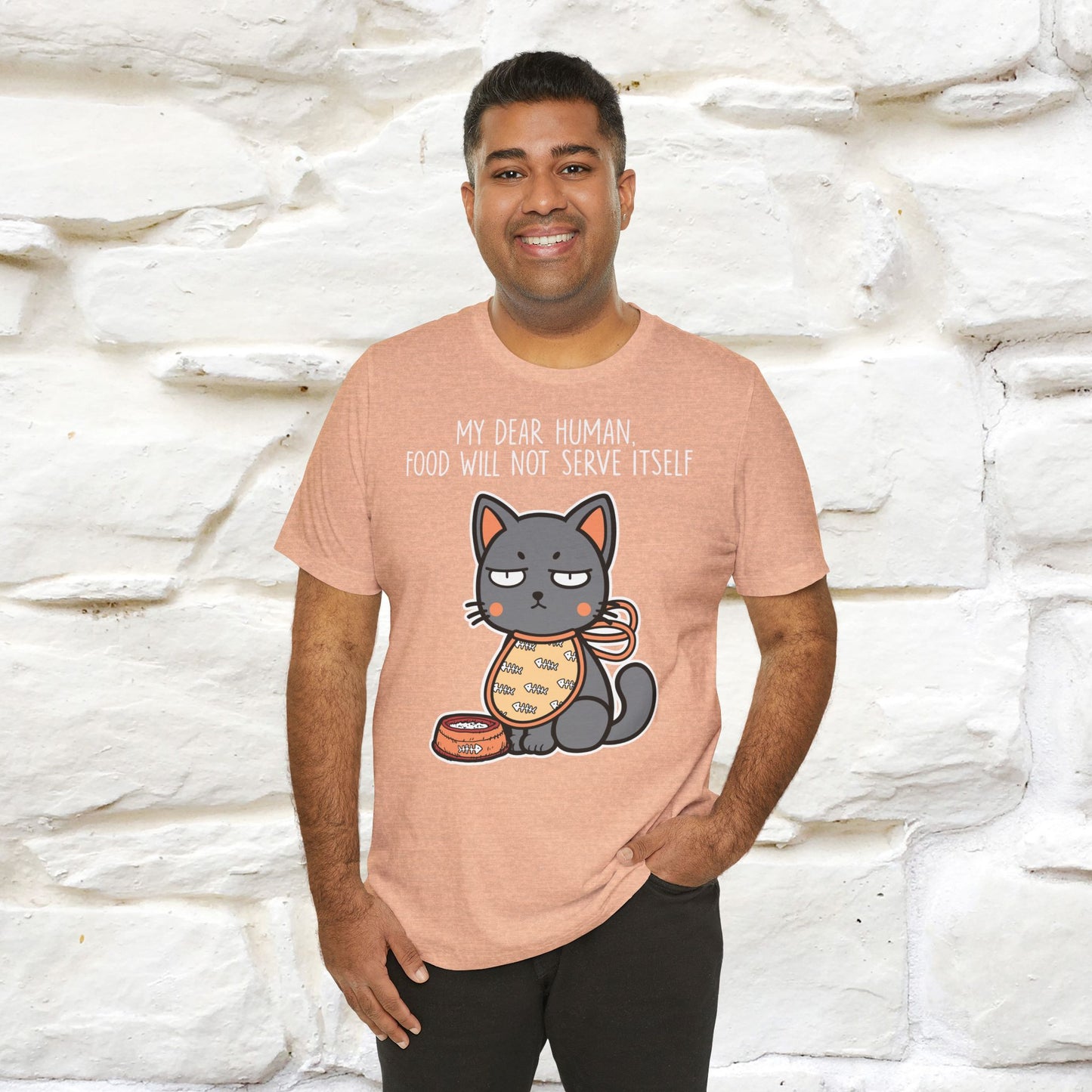 "Dear Human, Food Will Not Serve Itself" Funny Cat T-Shirt for Men & Women | 100% Cotton* 🐾