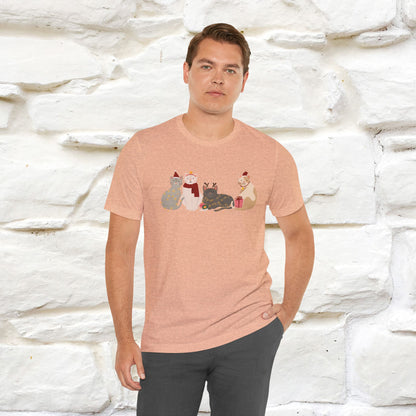 “Cat Family Christmas T-Shirt | Festive Cat Shirt for Men & Women | 100% Cotton”