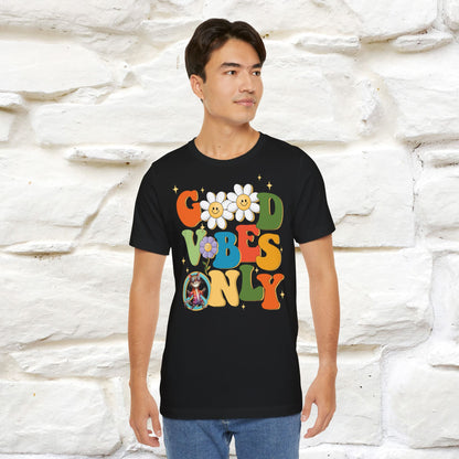 Good Vibes Only Cat T-Shirt for Men & Women | 100% Cotton* Positive Cat Lover Tee