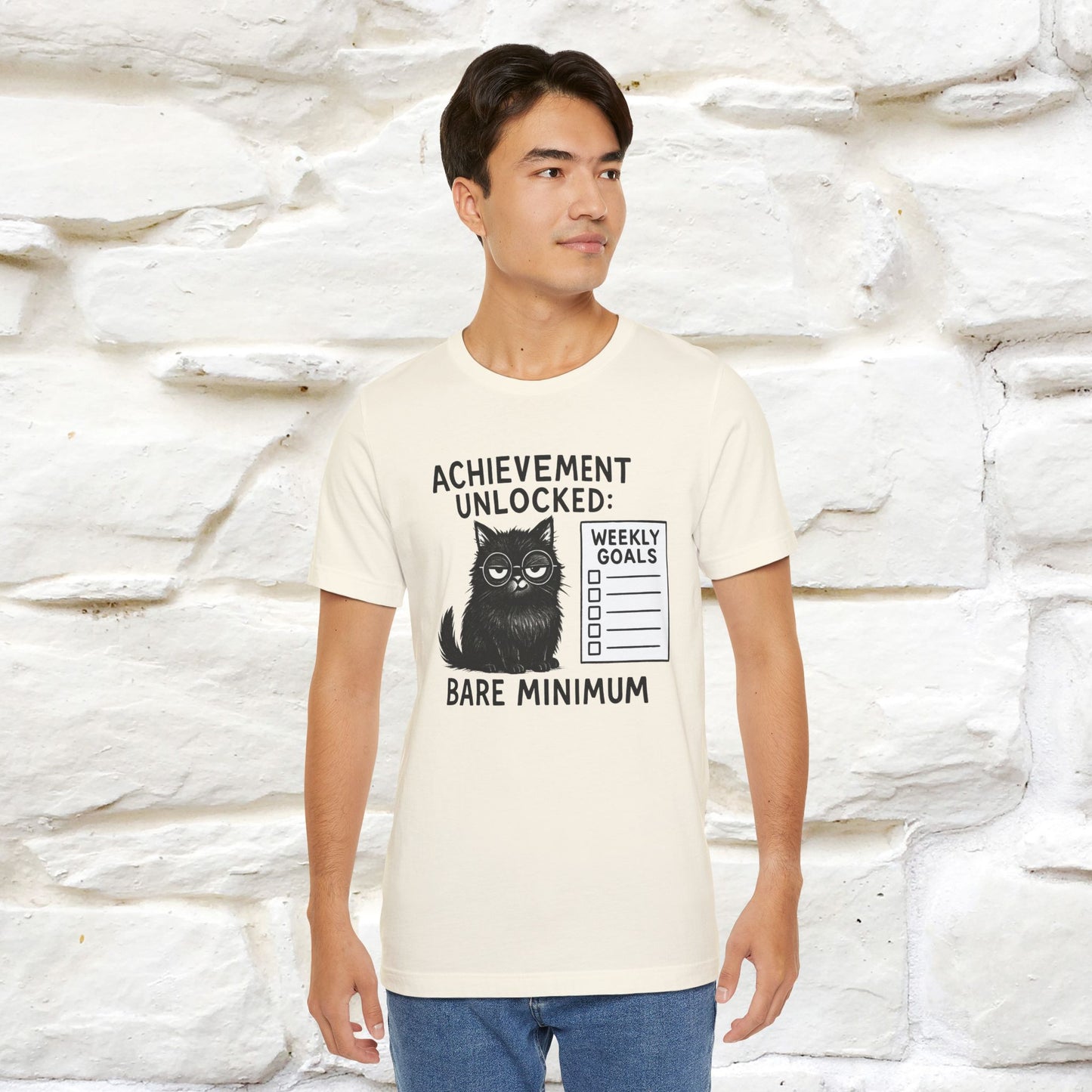 "Achievement Unlocked Bare Minimum." |Cat T-Shirt | Nunu&Miao Studio