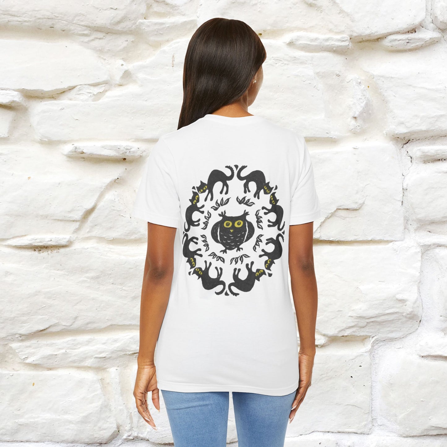 ''Black Cat Circle'' Cat T-Shirt Front and Back Design | Nunu&Miao Studio
