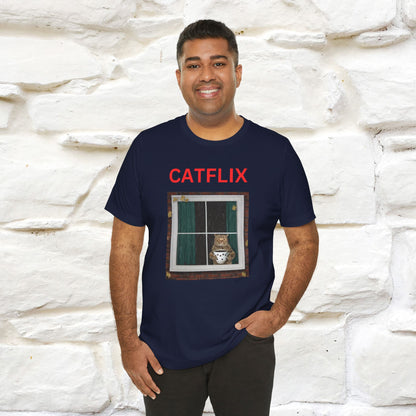 "Catflix" Cat T-shirt for Men & Women| 100% Cotton 🐾