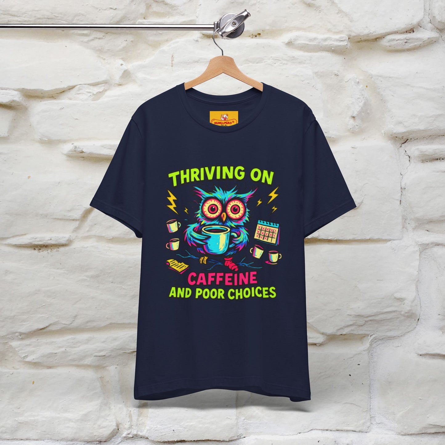 ''Thriving On Caffeine And Poor Choices''|  Sarcastic Cat T-Shirt | Nunu&Miao Studio