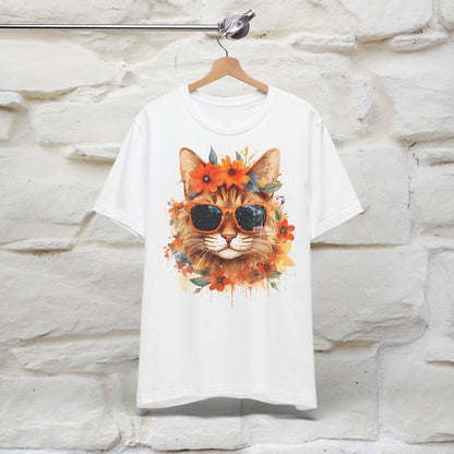 "Cool Cat in Bloom" T-shirt for Women 100% Cotton* - Nunu&Miao Studio