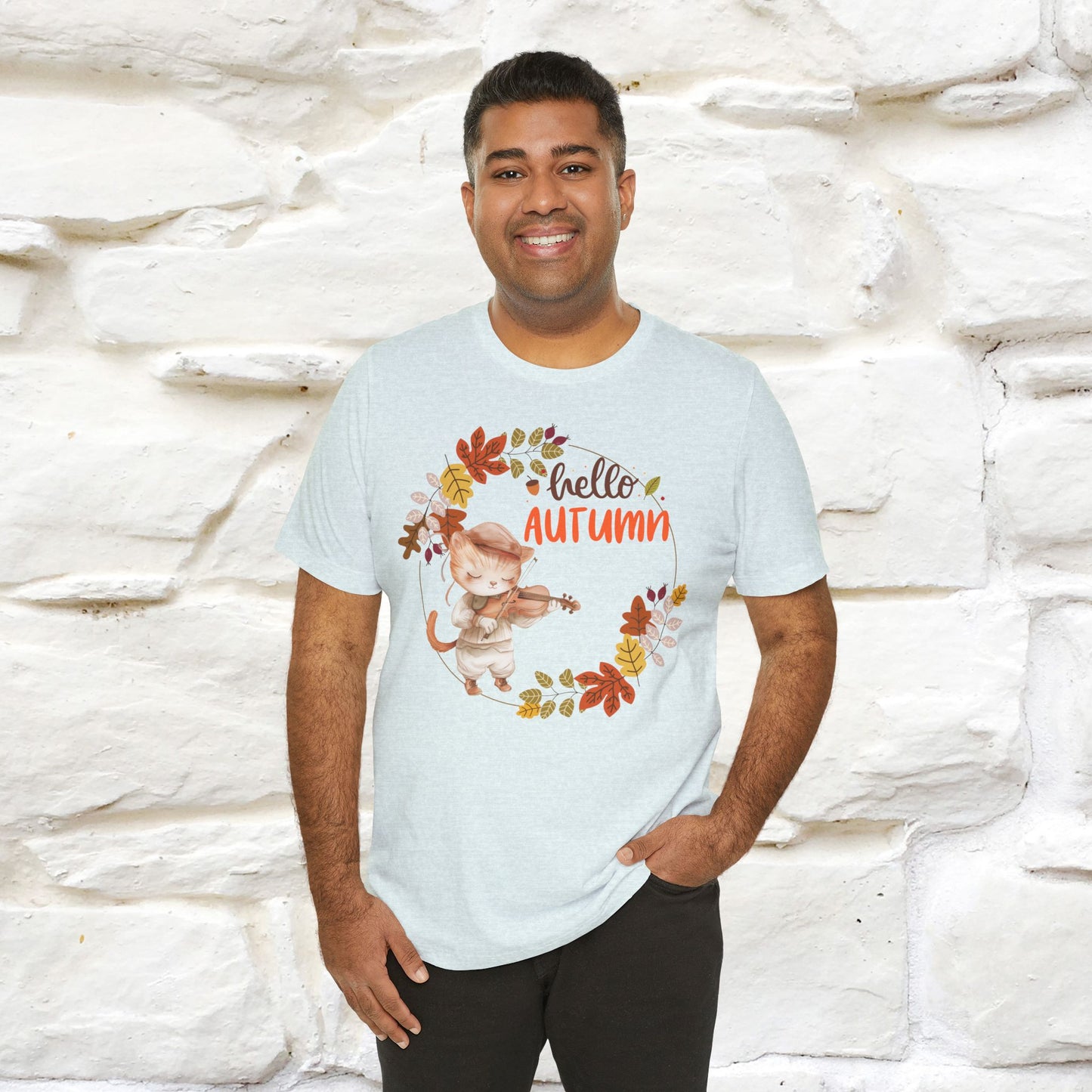 "Hello Autumn" Cat T-Shirt for Men & Women | 100% Cotton | Cozy Fall Fashion