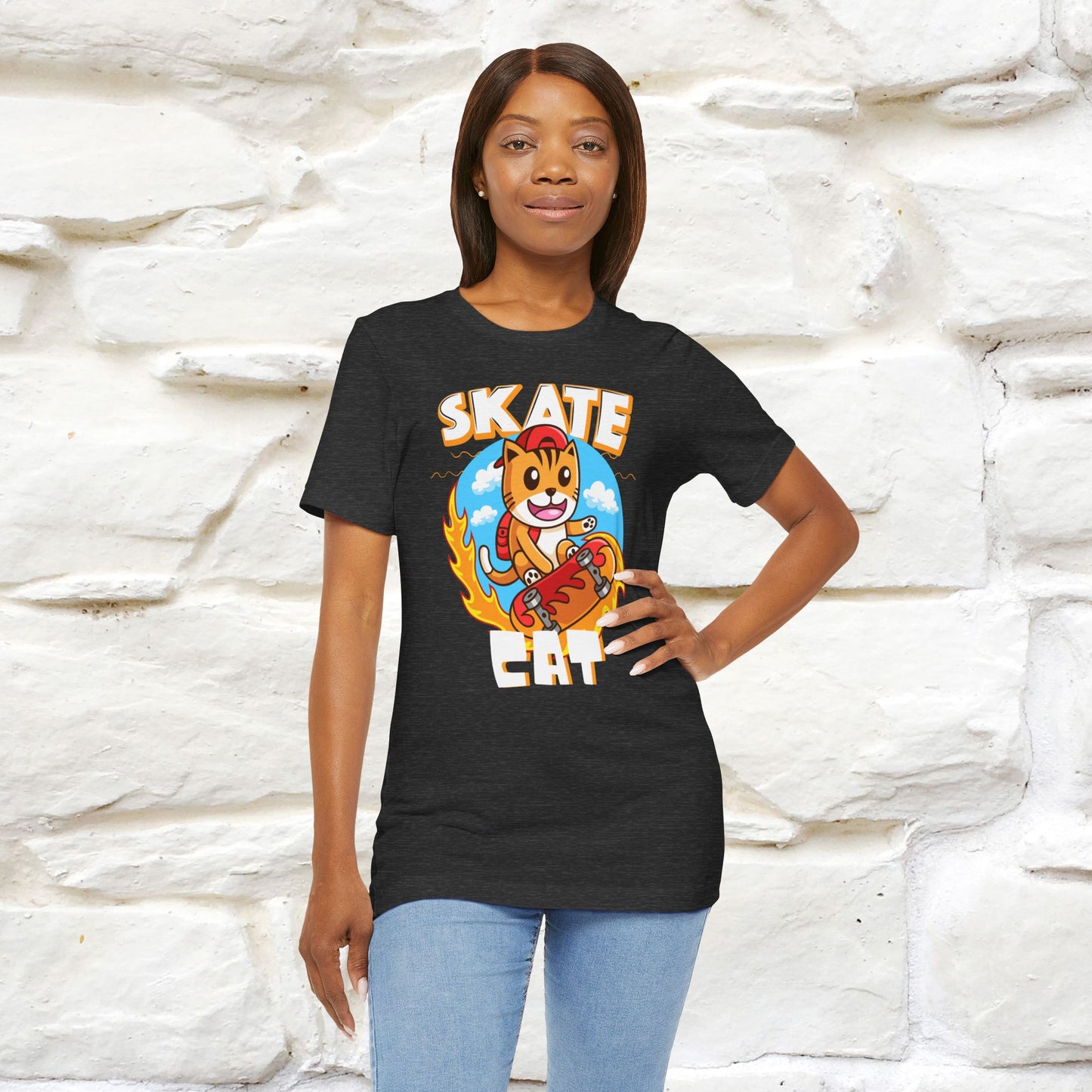 "Skate Cat" Cat T-shirt for Men & Women | 100% Cotton