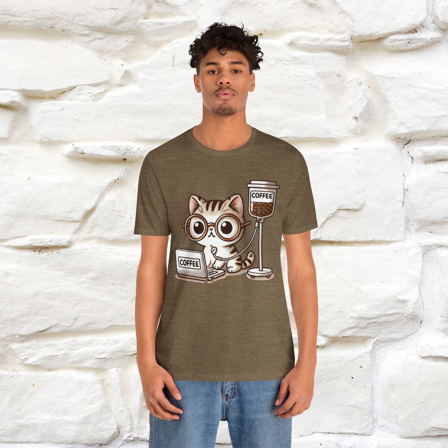 "Coffee Runs Through My Veins" Cat T-shirt for Men & Women | 100% Cotton* | Cat Lover Tee