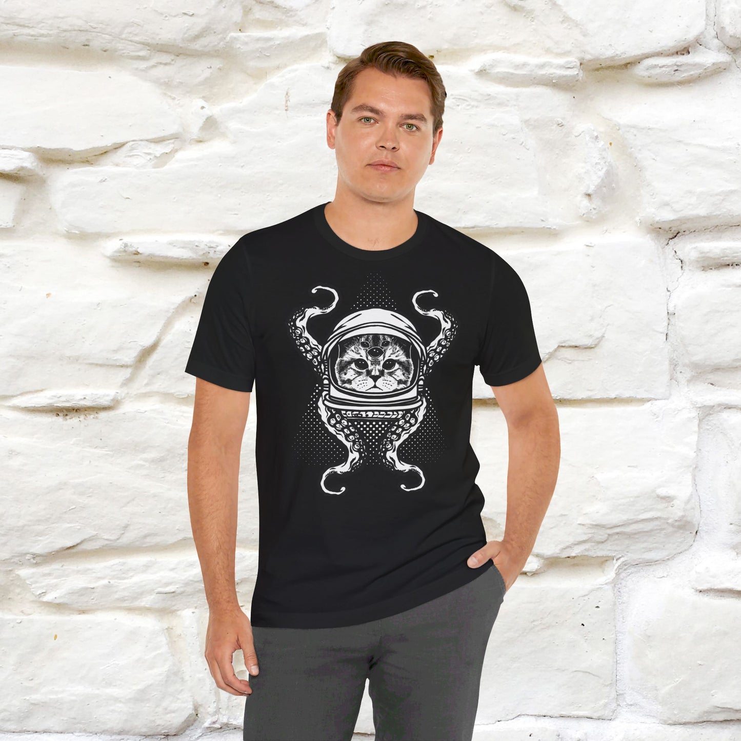 ''OctoCat Fusion''  Cat T-shirt for Man 100% Cotton. - Nunu&Miao Studio