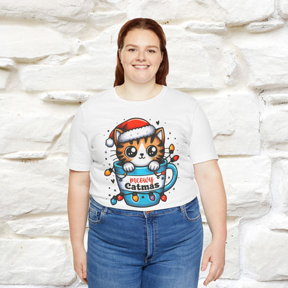 Meowy Catmas T-Shirt | Festive Cat Christmas Shirt for Men & Women | 100% Cotton