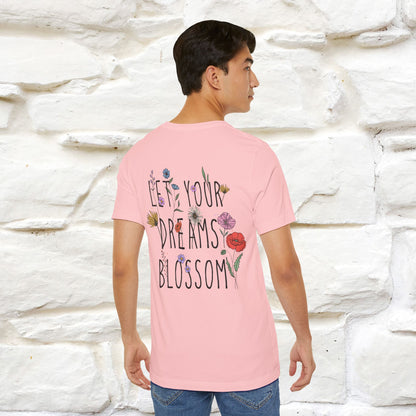 "Let Your Dreams Blossom'' Cat T-Shirt Front and Back Design | Nunu&Miao Studio