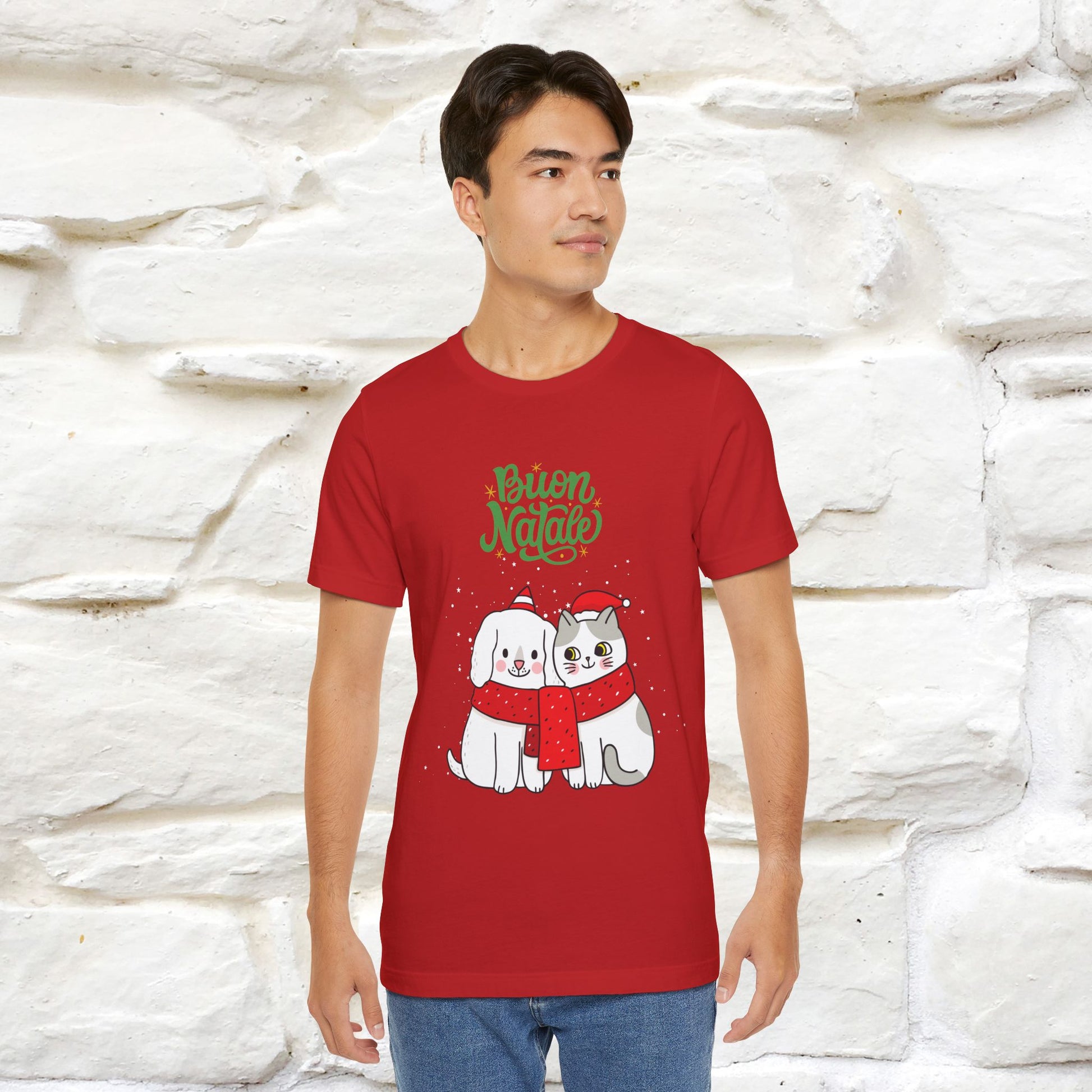 ''Buon Natale Cat and Dog'' Christmas T-shirt  | Nunu&Miao Studio - Nunu&Miao Studio