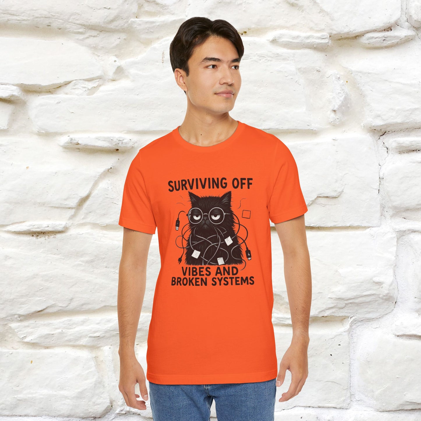 "Surviving Off...Vibes And Broken .. " |Cat T-Shirt | Nunu&Miao Studio