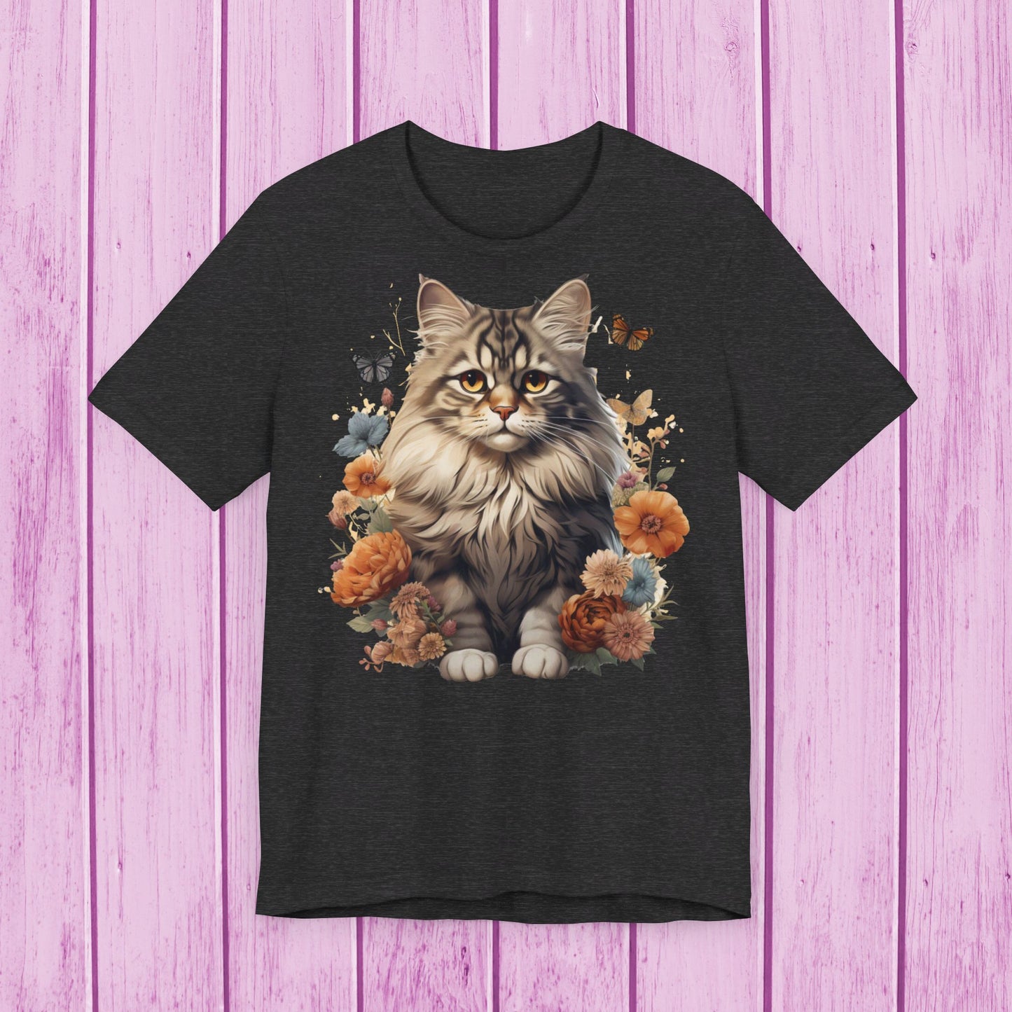 ''Floral Feline Fantasy'' Cat T-shirt for Women 100% Cotton*