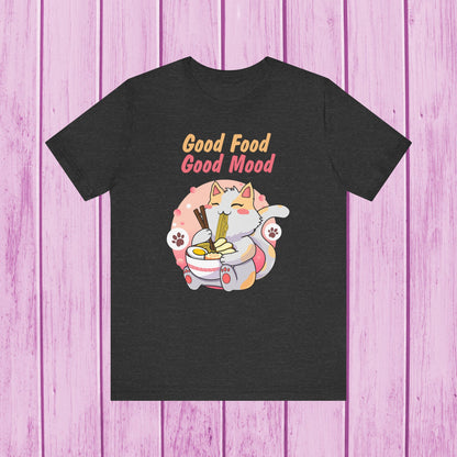 "Good Food Good Mood" Cat T-shirt for Men & Women | 100% Cotton*