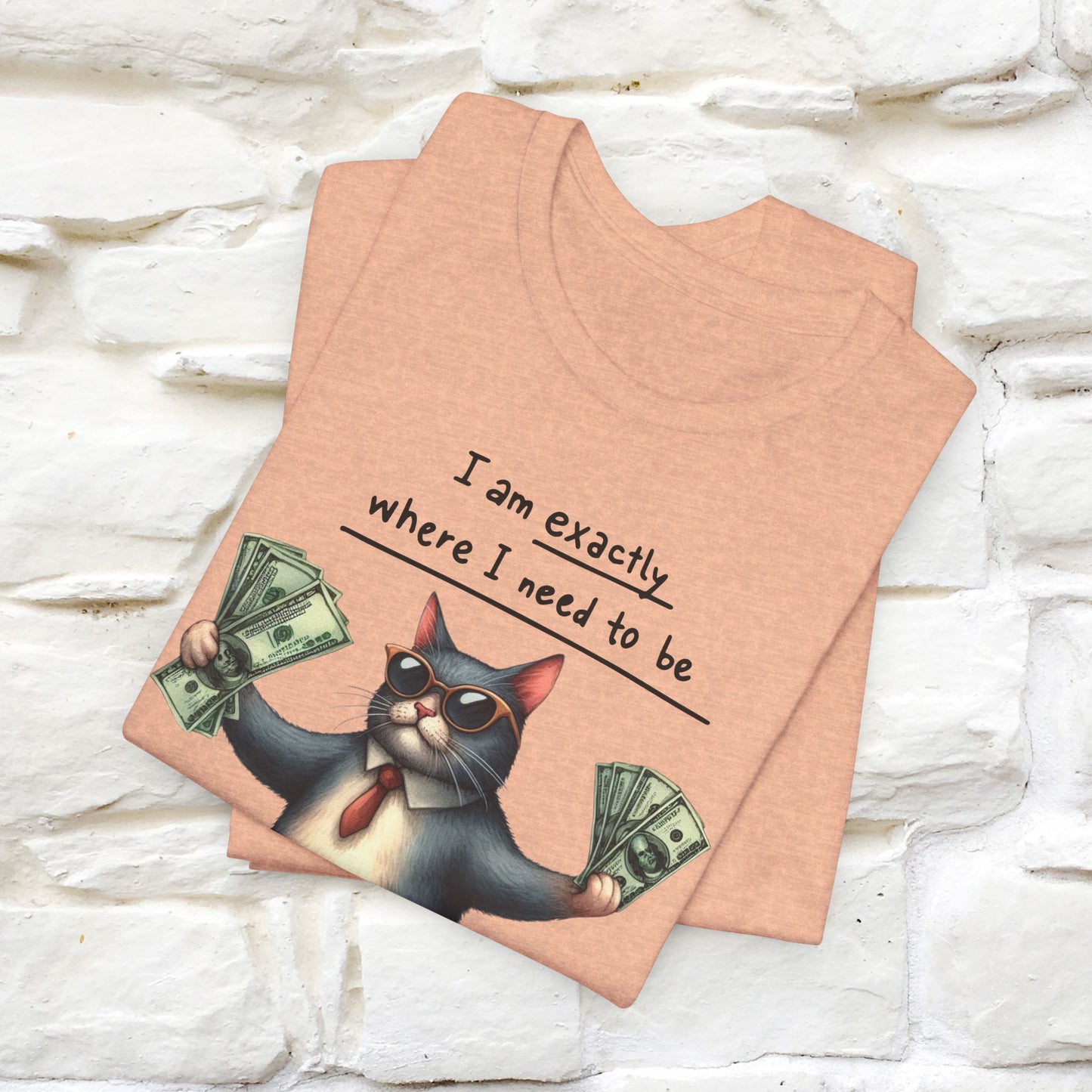 I Am Exactly Where I Need to Be Cat T-Shirt for Men & Women | 100% Cotton* Mindful Tee