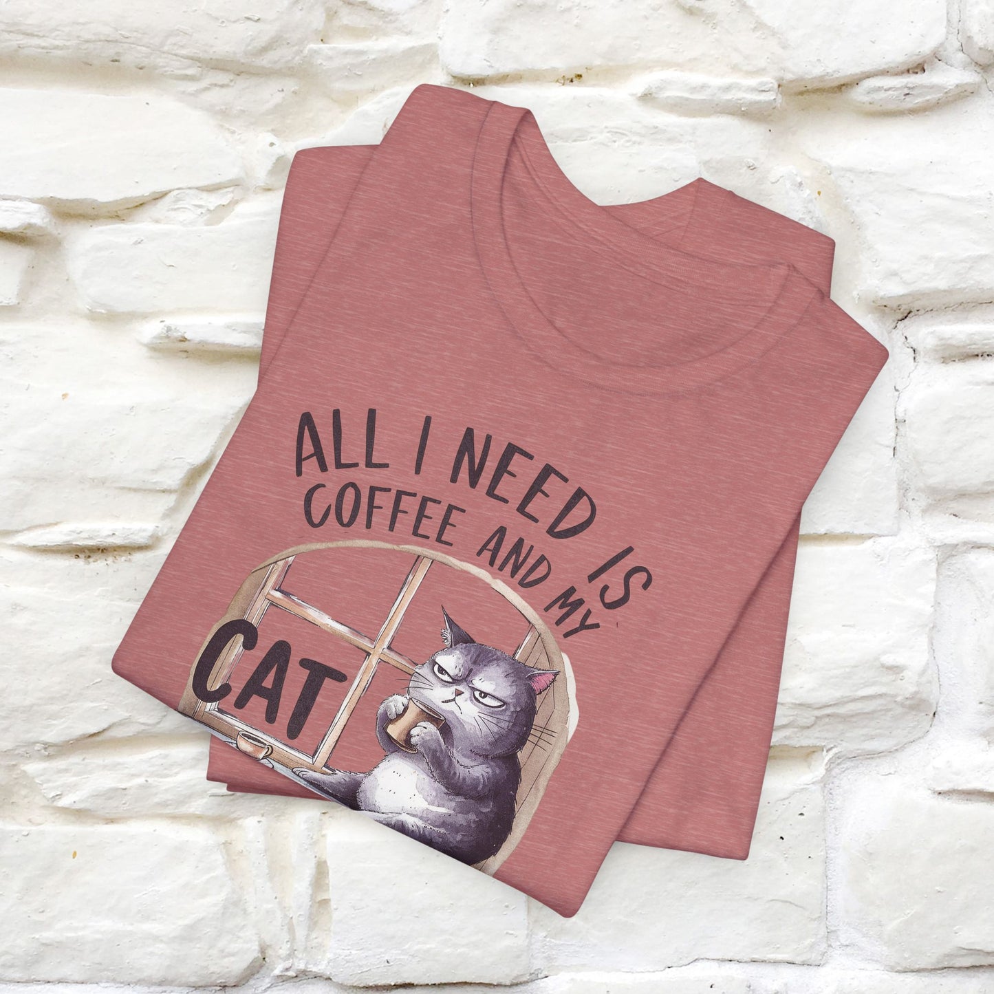 All I Need Is Coffee and My Cat, It's Too Peopley Outside T-Shirt | Funny Cat Shirt for Men & Women | 100% Cotton*