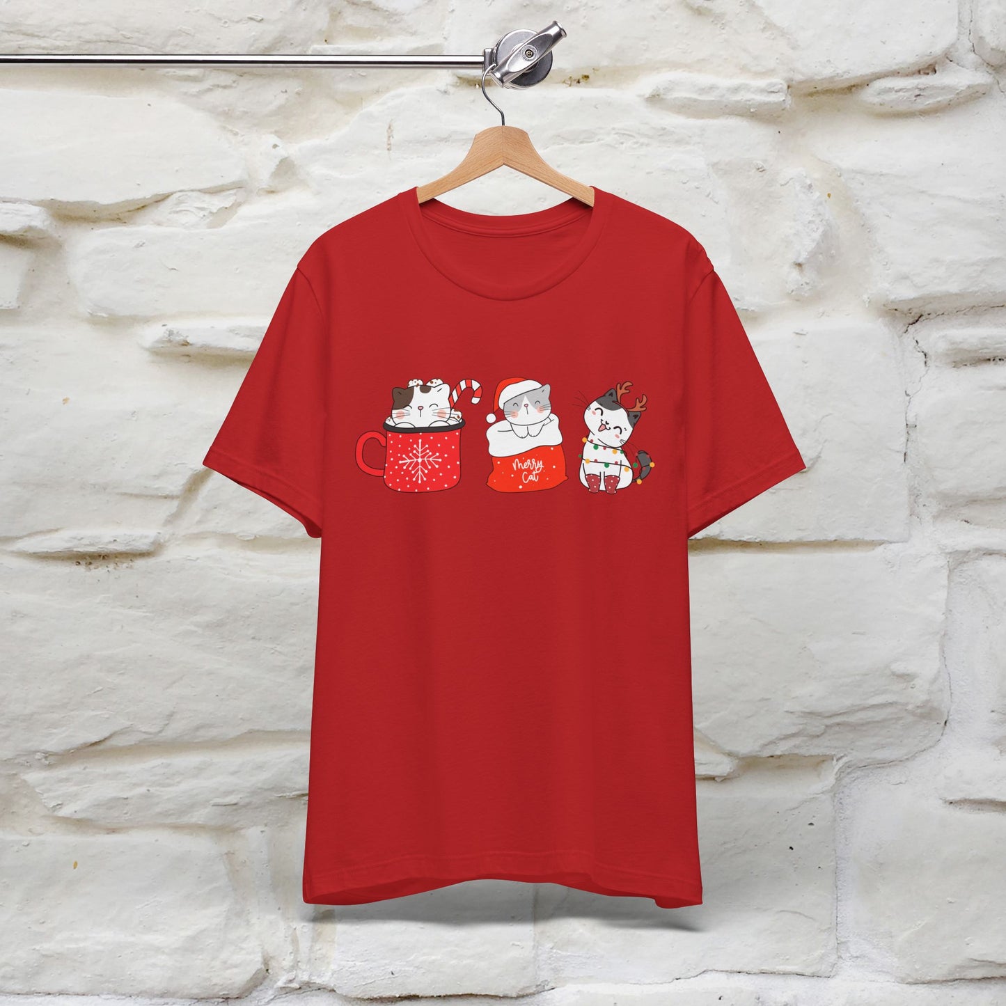 Sweet Cute Christmas Cat T-Shirt | Adorable Holiday Cat Shirt for Men & Women | 100% Cotton*