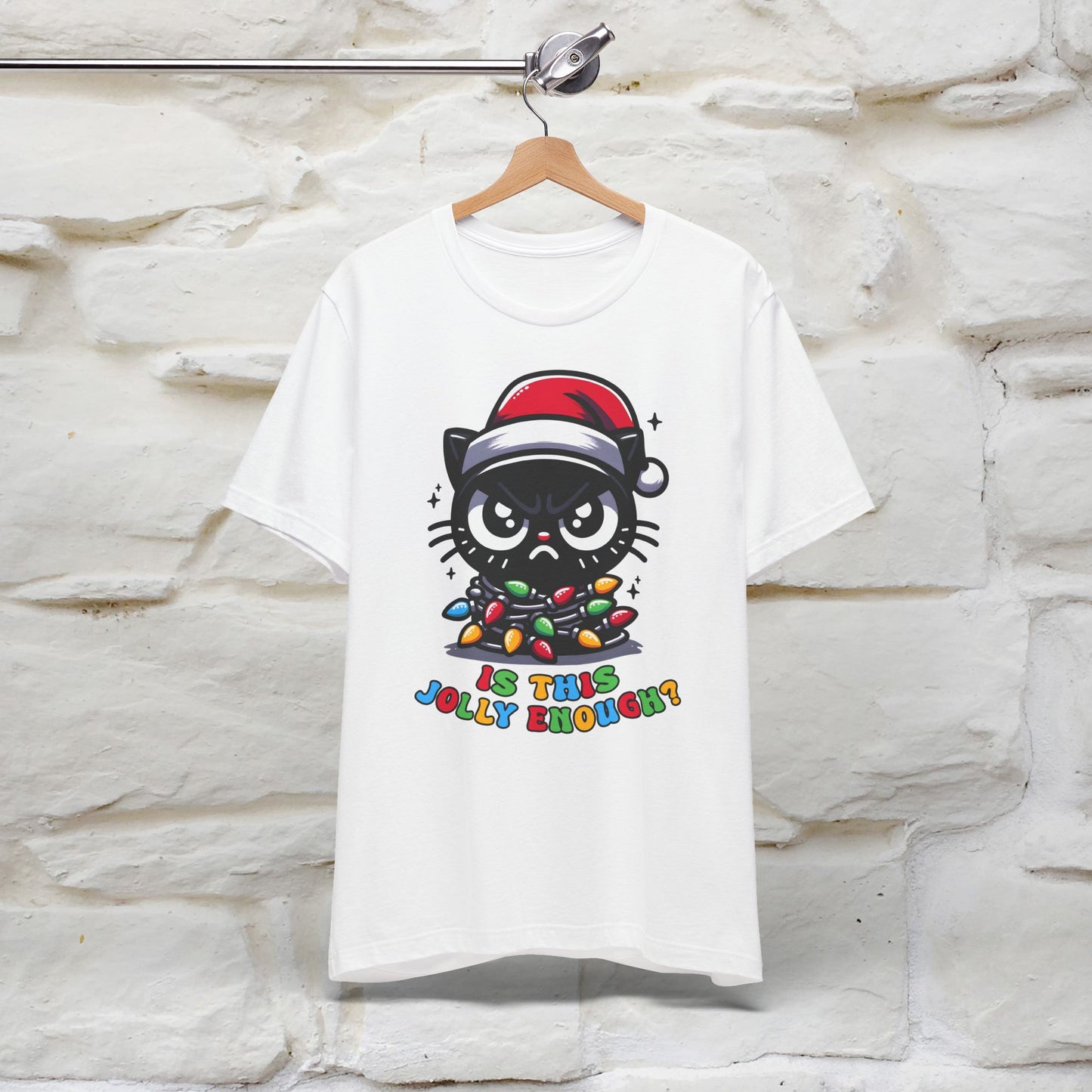 Is This Jolly Enough? | Funny Cat Christmas Shirt for Men & Women | 100% Cotton