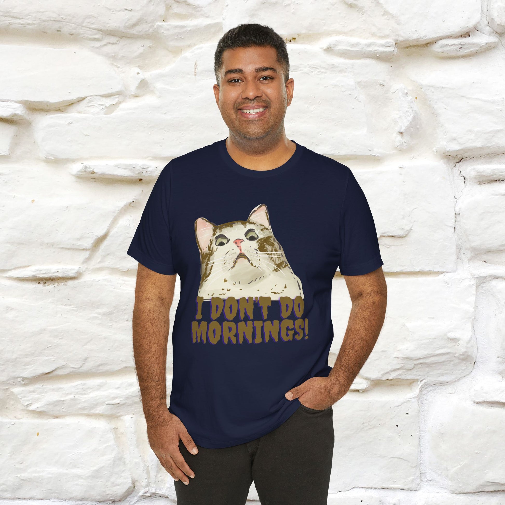 ''I Don't Do Mornings''  Cat T-shirt | Cat T-Shirt | Nunu&Miao Studio - Nunu&Miao Studio